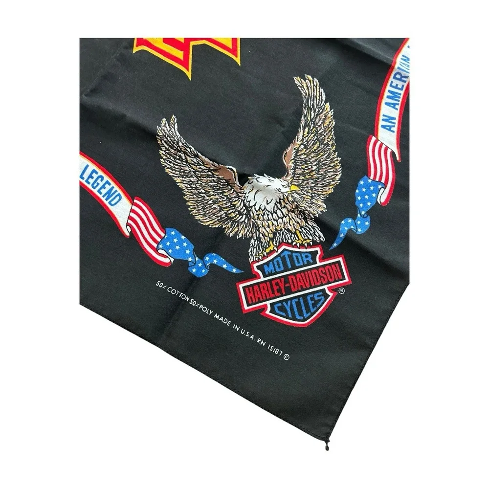 Vintage Harley Davidson Bandana Black Motorcycle Biker Eagle Made In USA